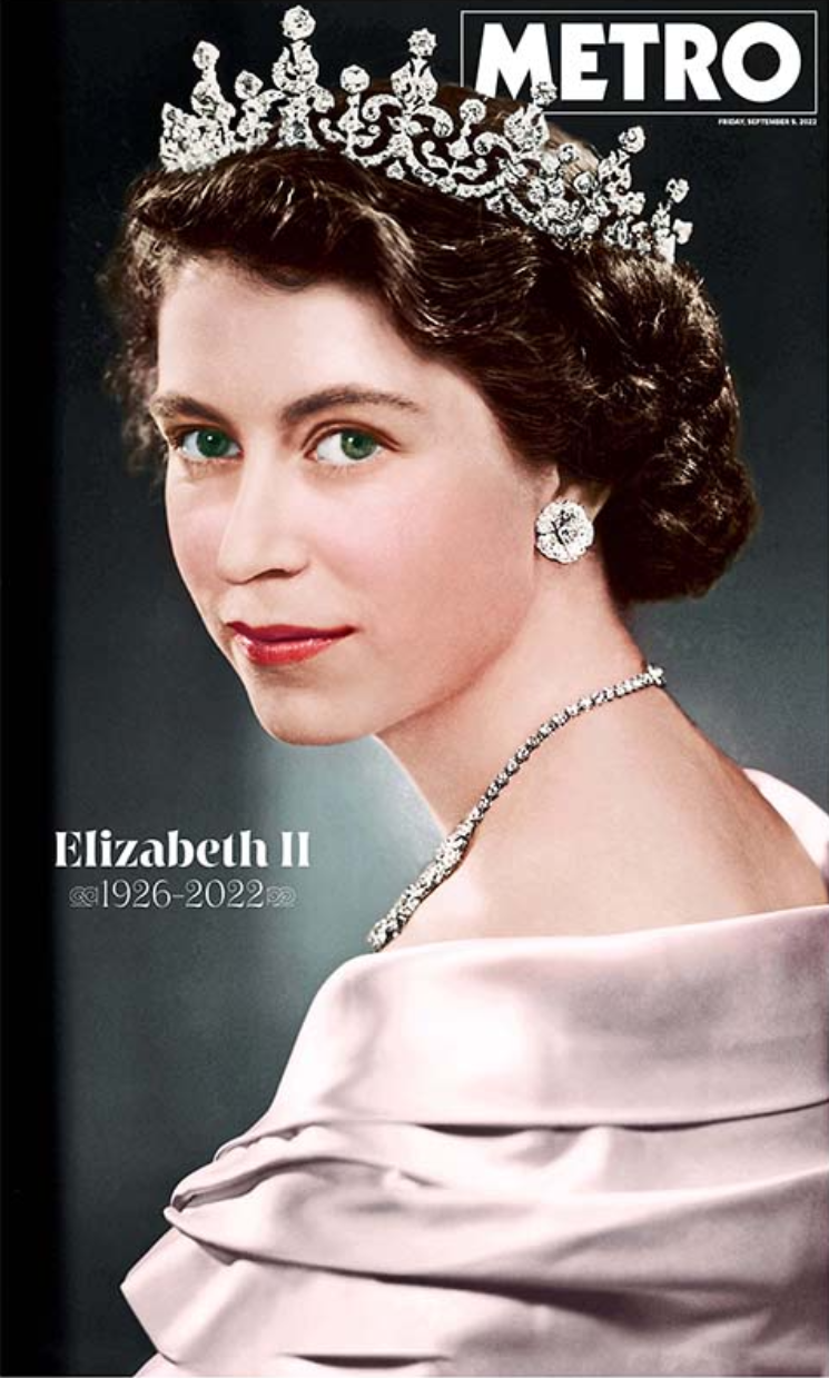 Cobertura imprensa britânica morte rainha Elizabeth II capas primeiras páginas jornal Metro