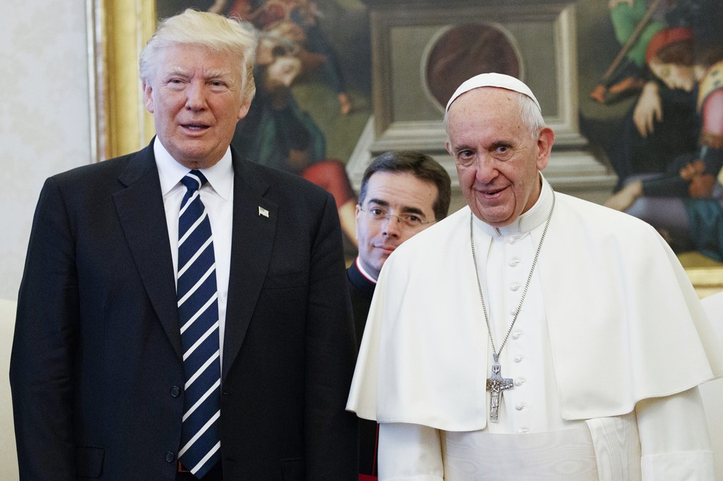 Donald Trump and the pontiff in 2021