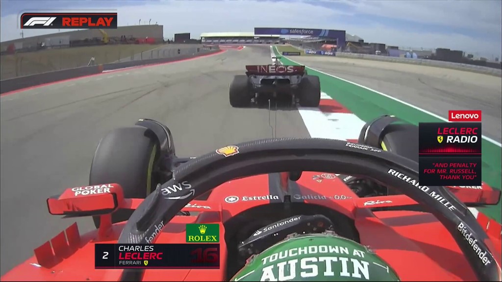 Video - Charles Leclerc nearly colliding with George Russell: 