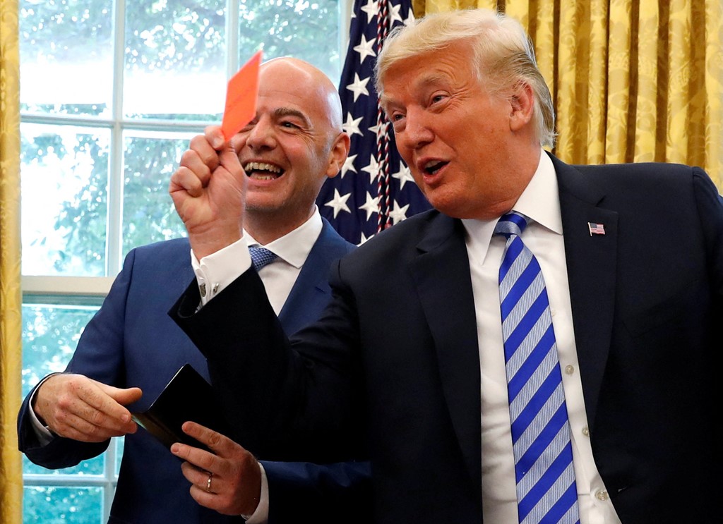 Infantino and Trump at the White House in 2018