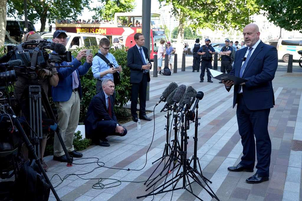Assistant Commissioner Laurence Taylor, head of the counter terror police, speaks to the media