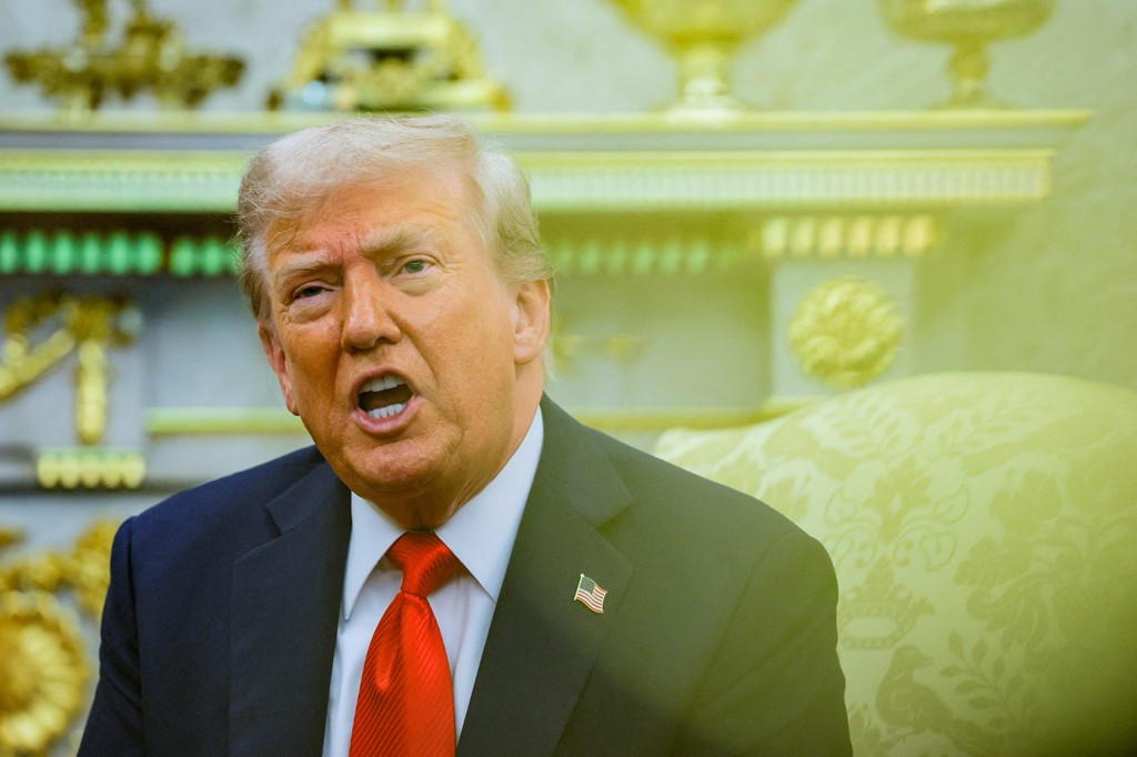 Trump addressing reporters