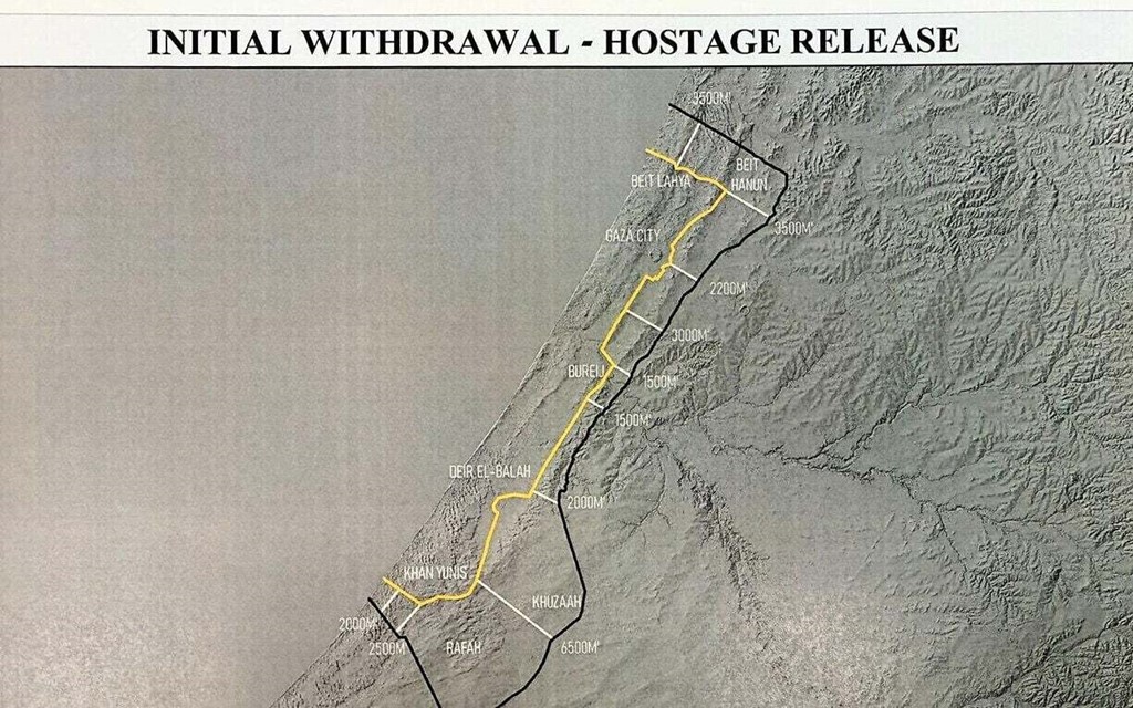 The initial withdrawal line Israel agreed to, according to Trump