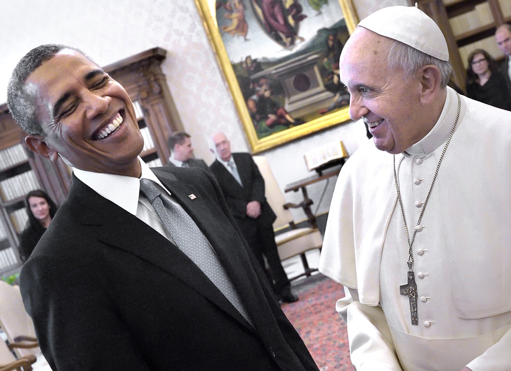 Pope and Barack Obama in 2014