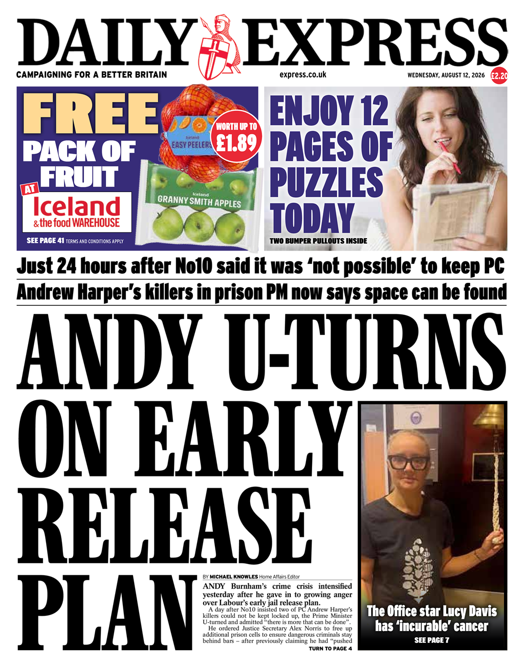Daily Express front page — 12-Aug-2026