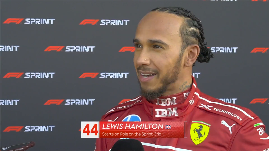 Lewis Hamilton reacts to China Sprint pole
