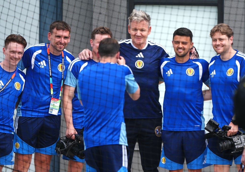 Ramsay joining a training session in Massachusetts before the first Scotland game