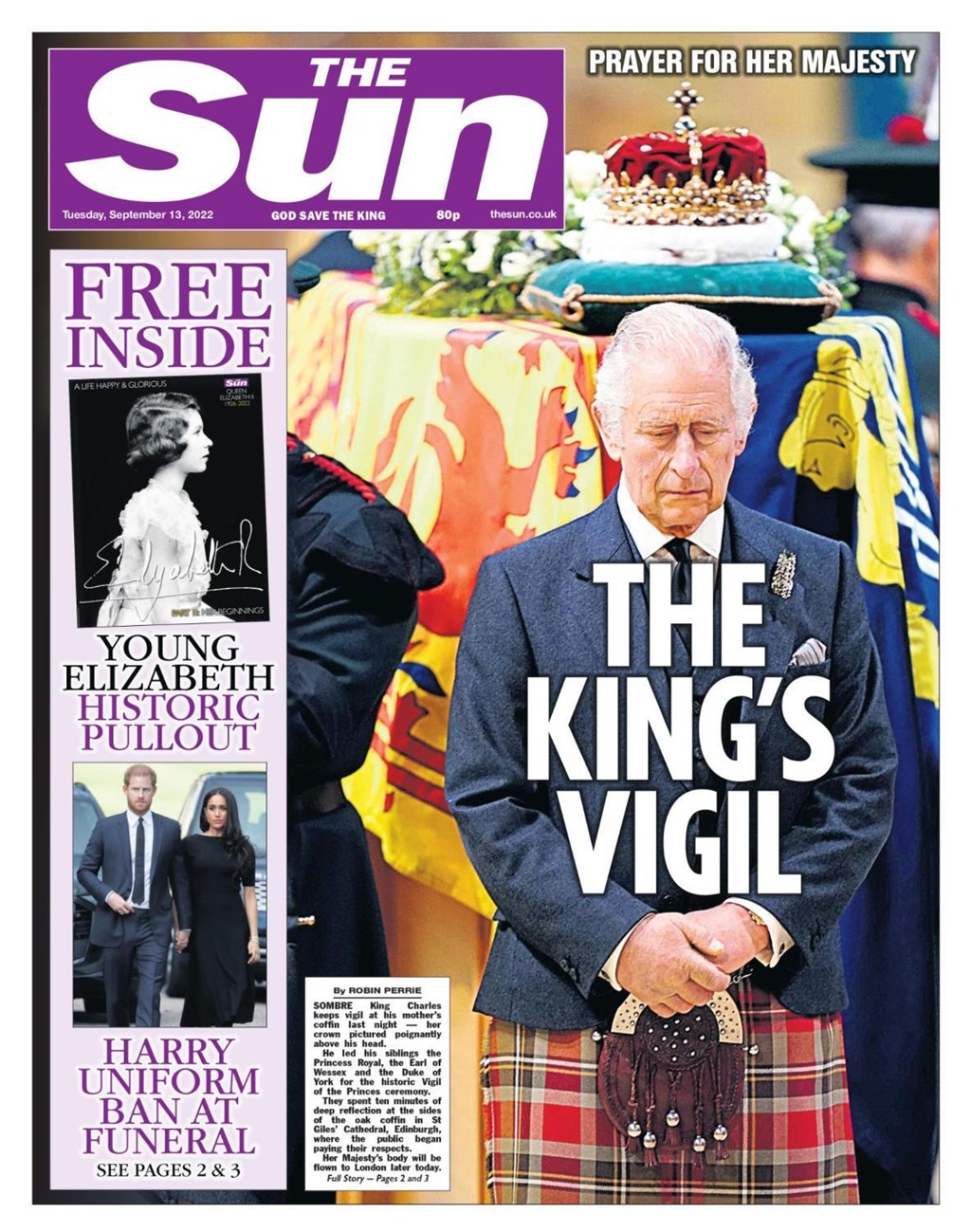 The Sun jornais britânicos vigília rainha Elizabeth rei Charles monarquia realeza
