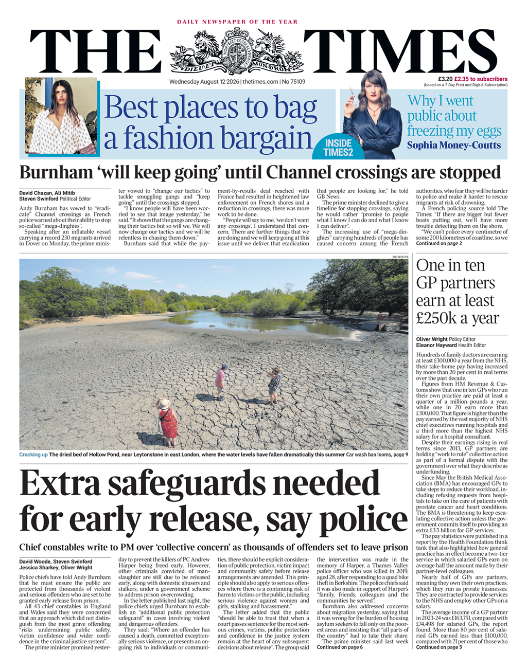 The Times front page — 12-Aug-2026