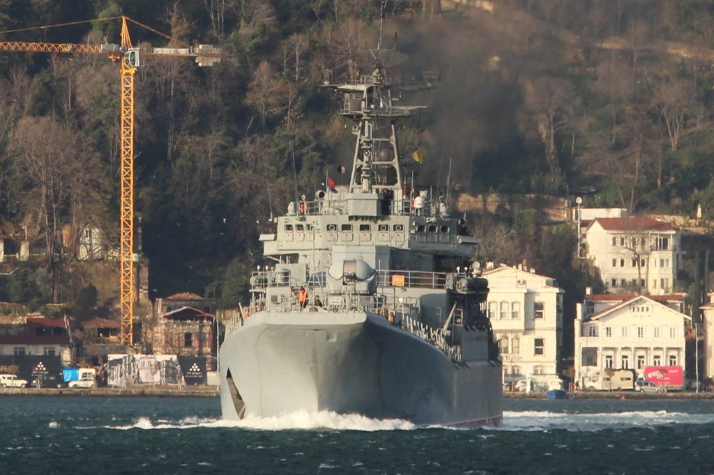 The Russian landing ship Yamal in the Bosphorus in Istanbul, Turkey, in December 2017