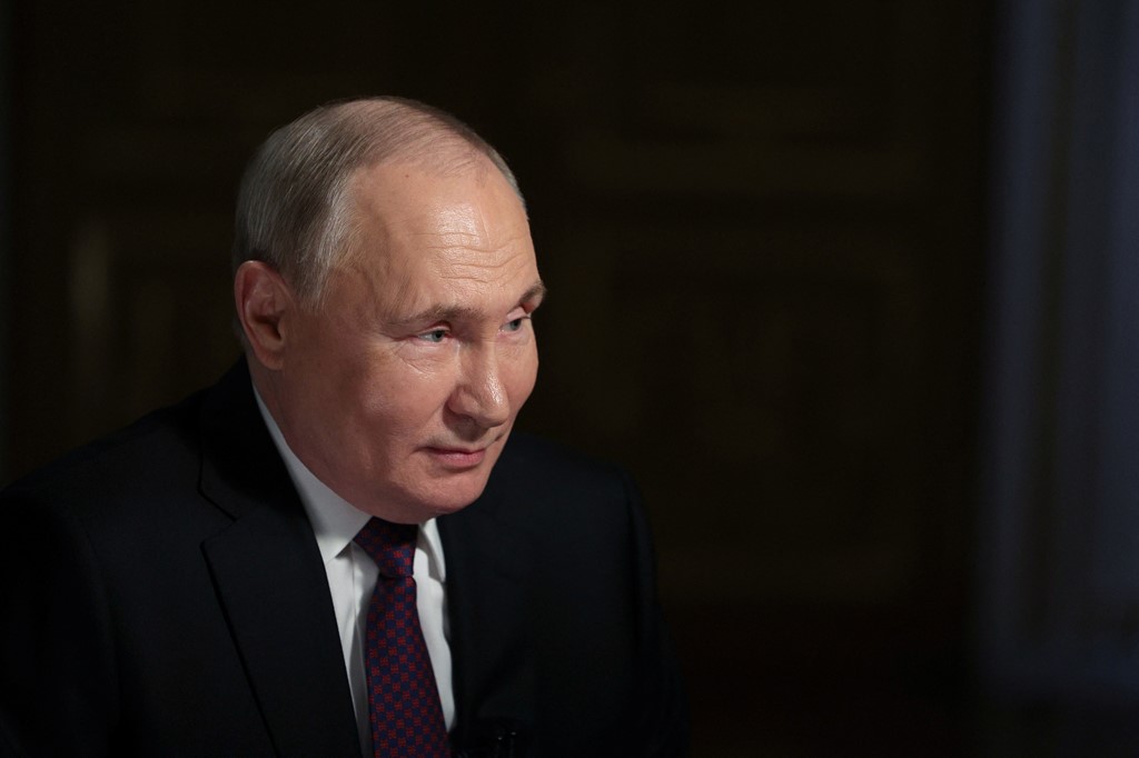 Vladimir Putin gives an interview to Russia's state RIA news agency and Rossiya-1 television