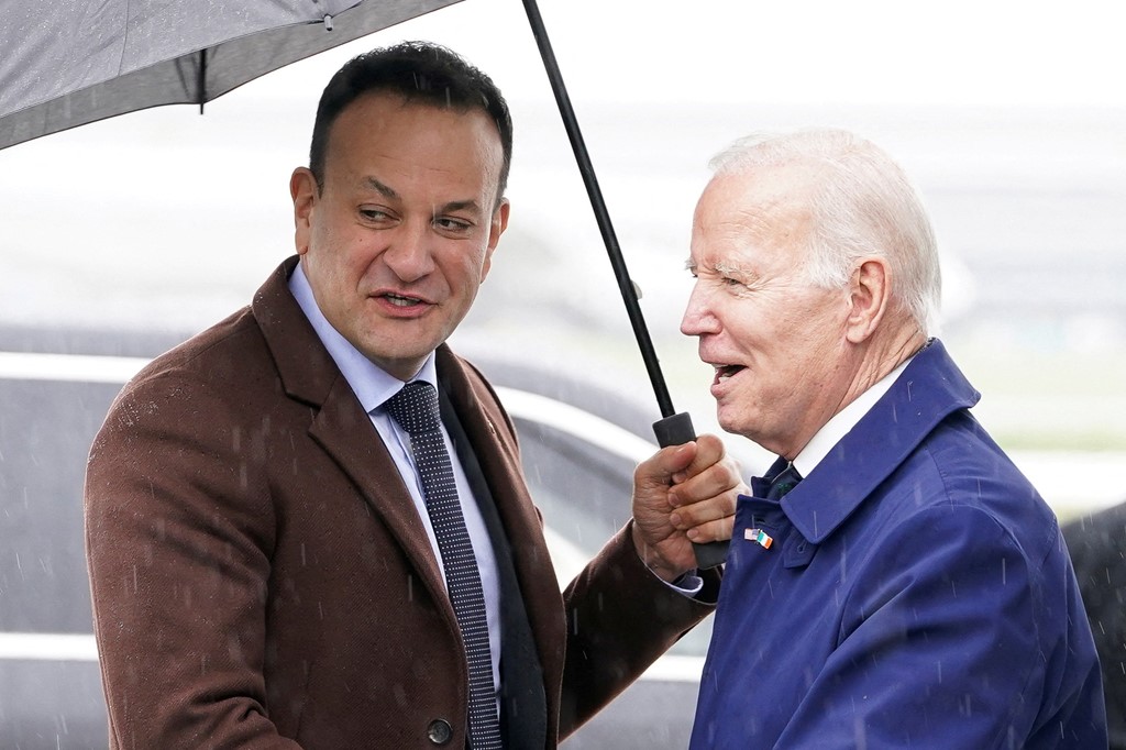 Irish Prime Minister Leo Varadkar greets Joe Biden in Dublin