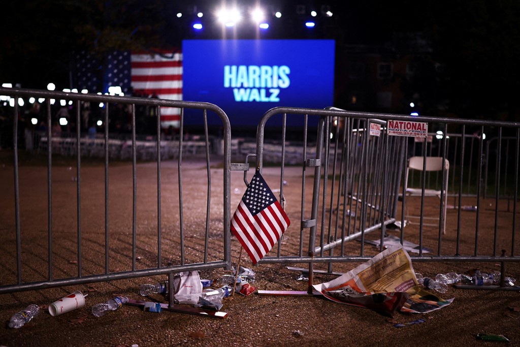 The scene at the Harris-Walz watch party after supporters were told to go home