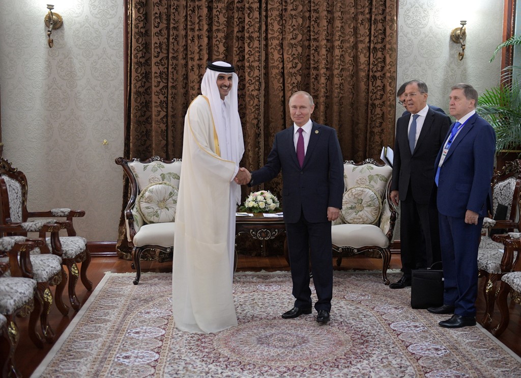 The Emir meets Putin in Dushanbe, 2019