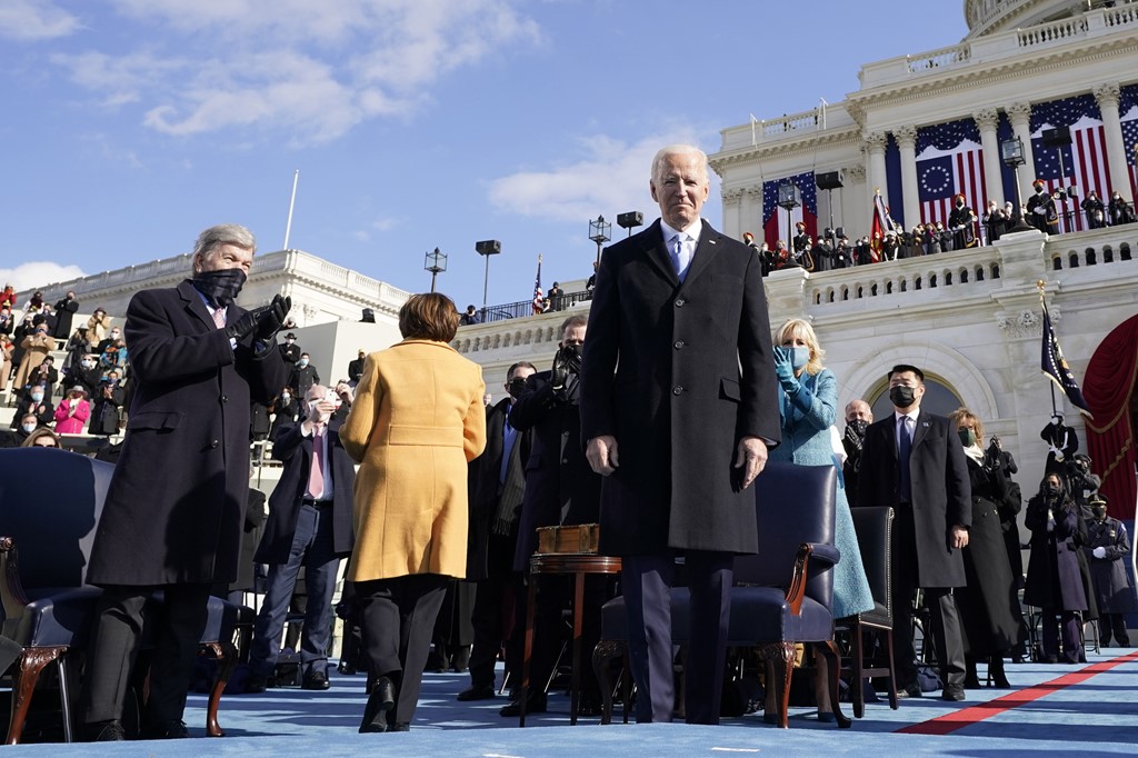 Mr Biden afer he is sworn in as president