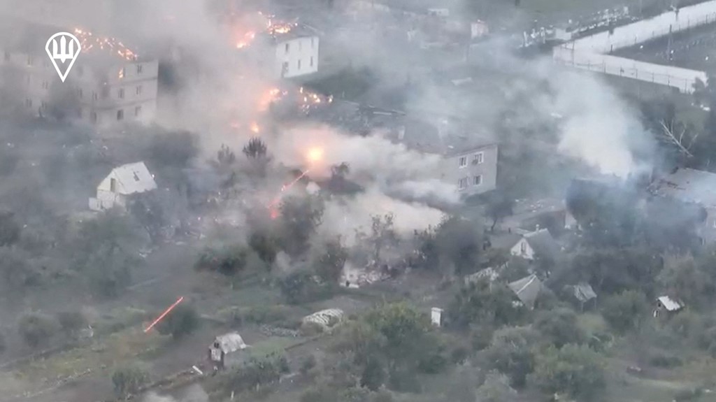 Ukrainian forces fighting during military operations in Kursk, Russia