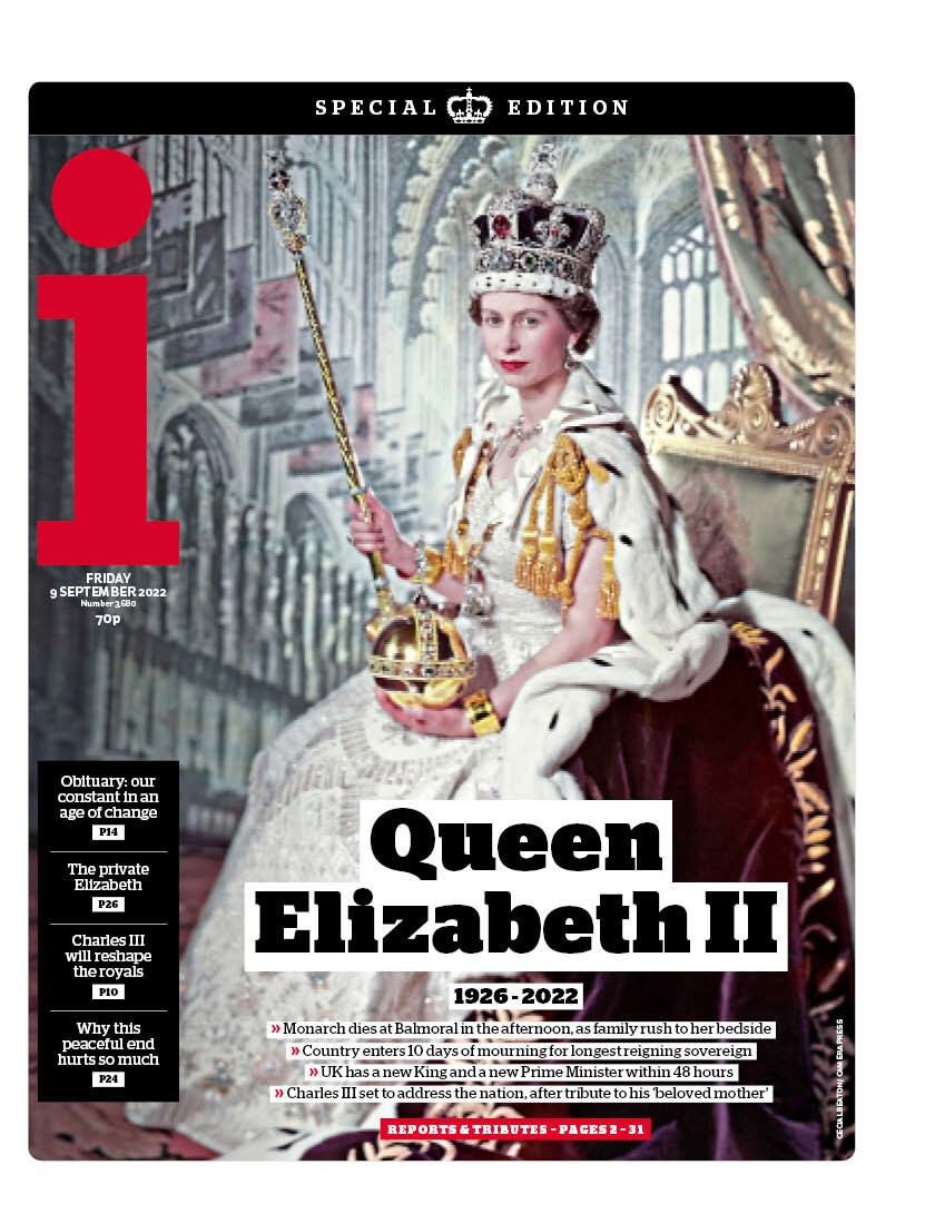 Cobertura imprensa britânica morte rainha Elizabeth II capas primeiras páginas jornal i