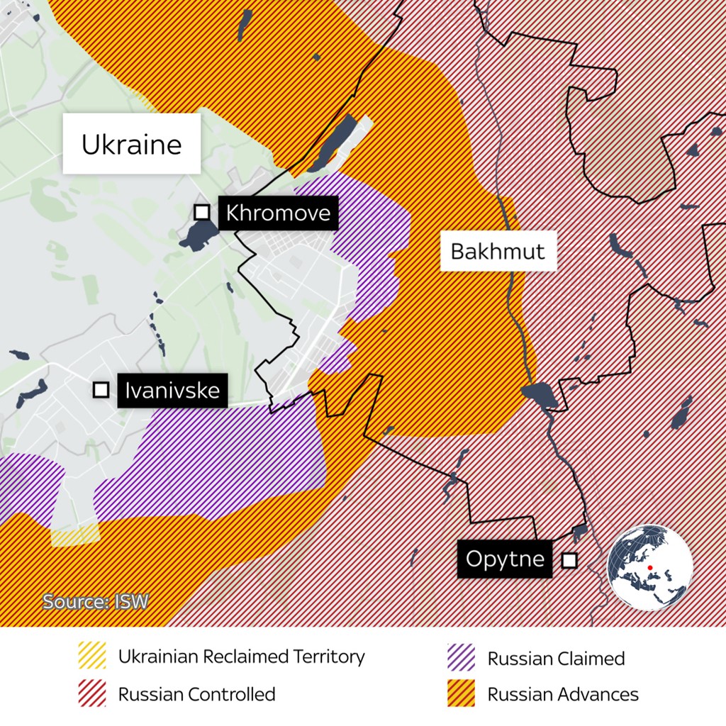 Bakhmut region in eastern Ukraine