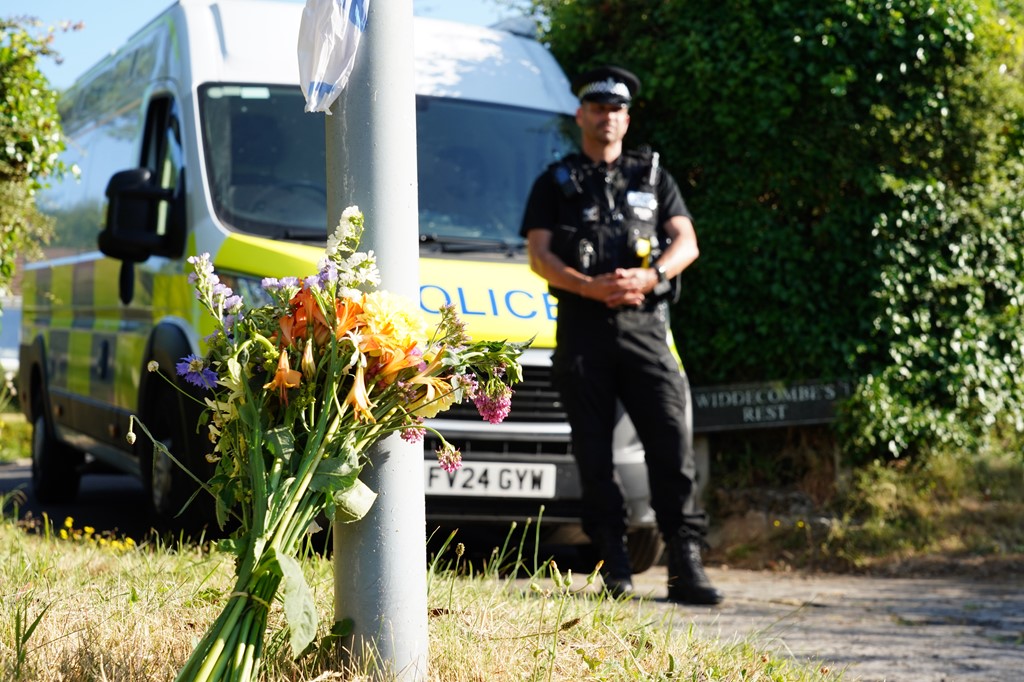 Police outside Widdecombe's home on 11 July