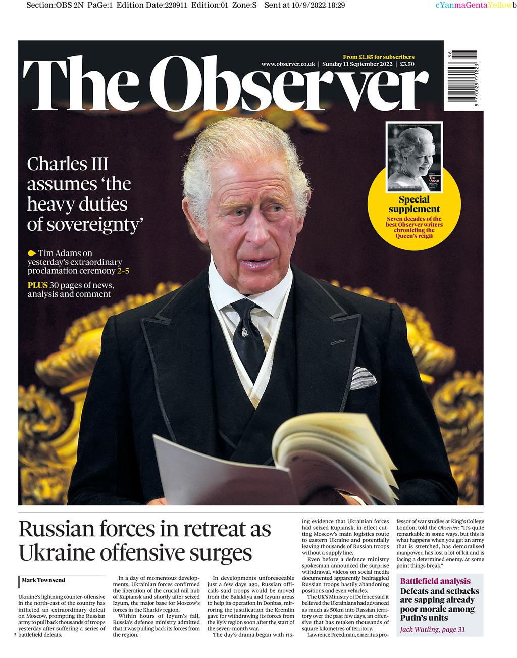 The Guardian jornais ingleses morte rainha Elizabeth ascensão Charles III