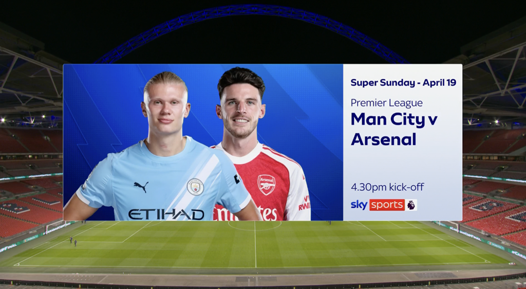 sky sports man city v arsenal ko time